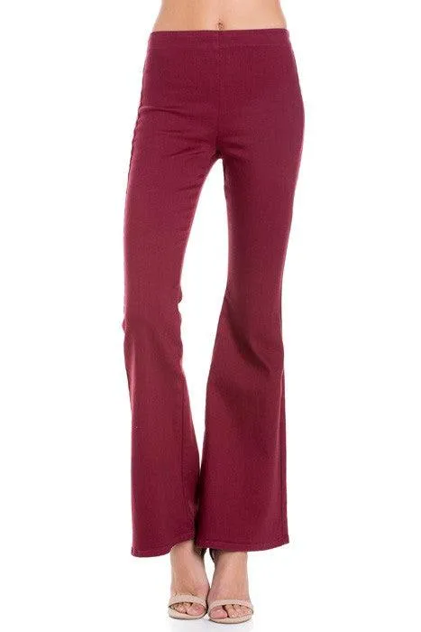 Zipper Back Denim Flare Pants